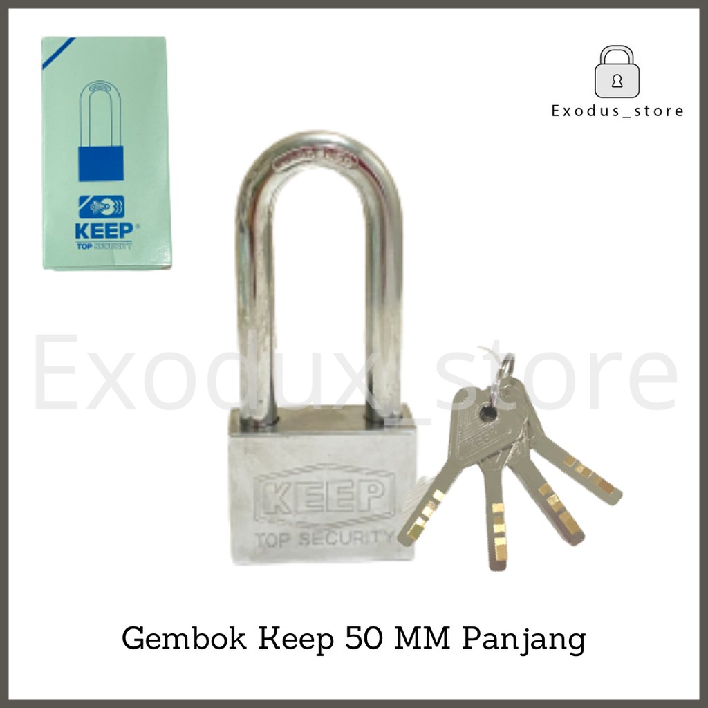 Kunci gembok pagar KEEP 50 MM leher panjang / gembok pager anti maling anti karat