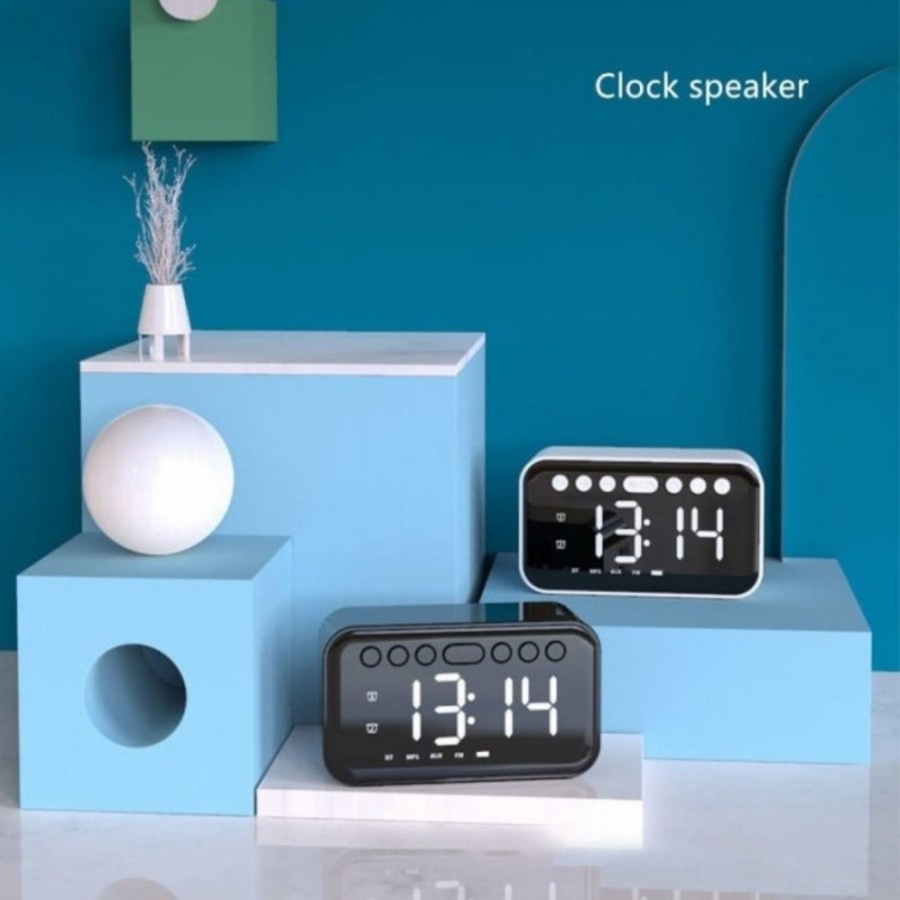 Jam Mirror Alarm Speaker Bluetooth Clock Serbaguna Dekorasi Interior