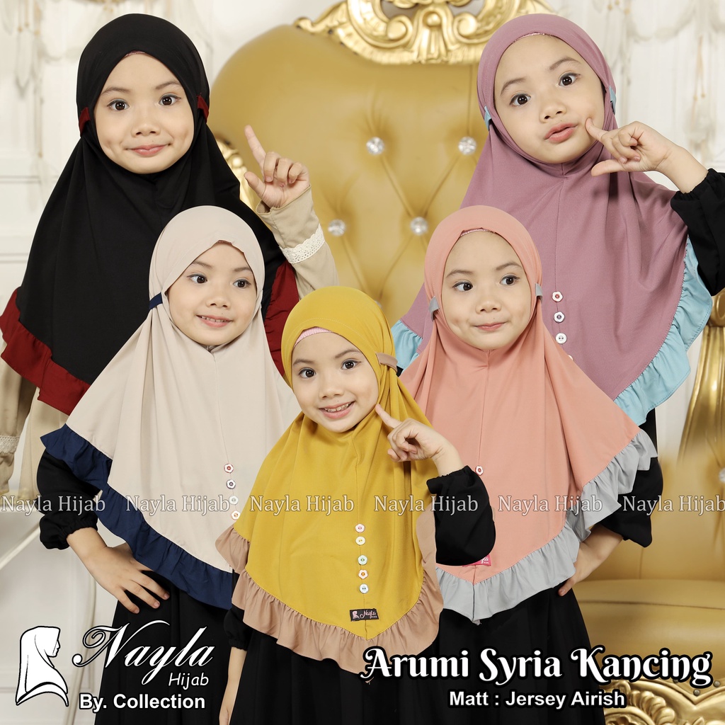 Kerudung Anak Instan Model ARUMI KANCING Jersey Airis Hijab Anak Jersey Original Nayla Hija'b