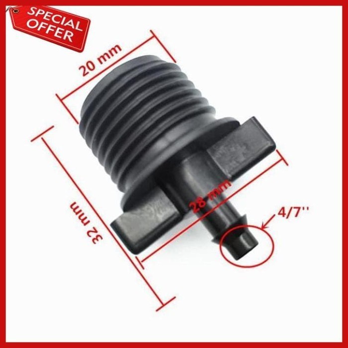 Connector Konektor Pipa 1/2&quot; 0.5 Inch Ke Selang 4mm / 7mm