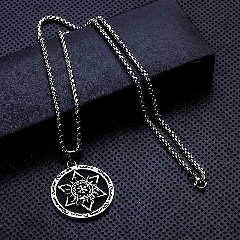 Bulat merek hexagram kalung Korea jalan hipster hip hop aksesoris selebriti Internet in kalung Baita