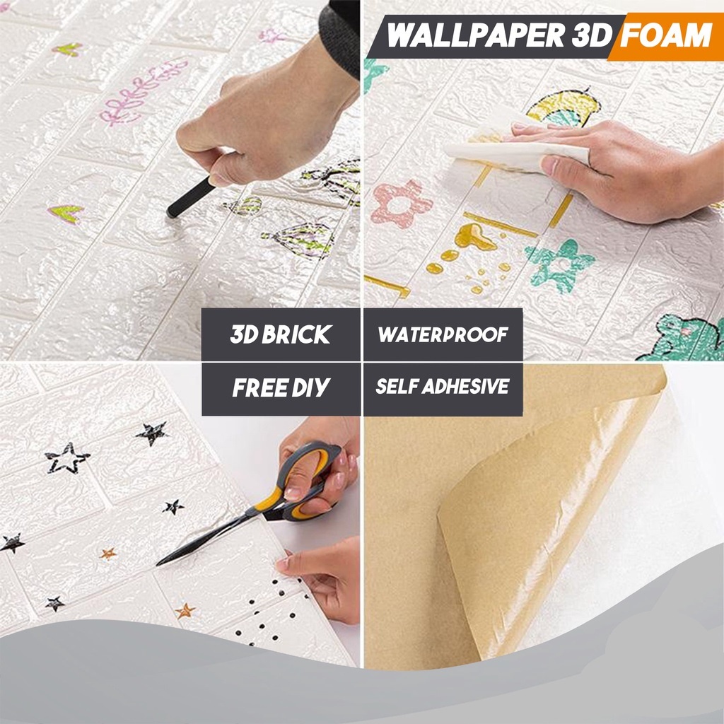 ☛TK☚ R535 Wallpaper Dinding 3d Motif Gambar Wallfoam Dekorasi Kamar Murah