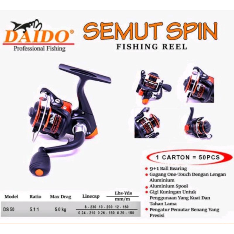 reel daido semut spin 50 9+1 bearing