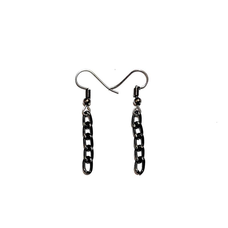 Zhu Black Chain Earrings Anting Rantai Hooks Hitam