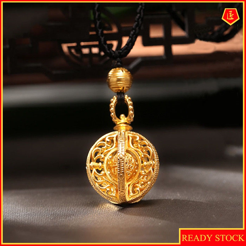 [Ready Stock]Fashion Ring Necklace Gold-Plated Hollow Pendant