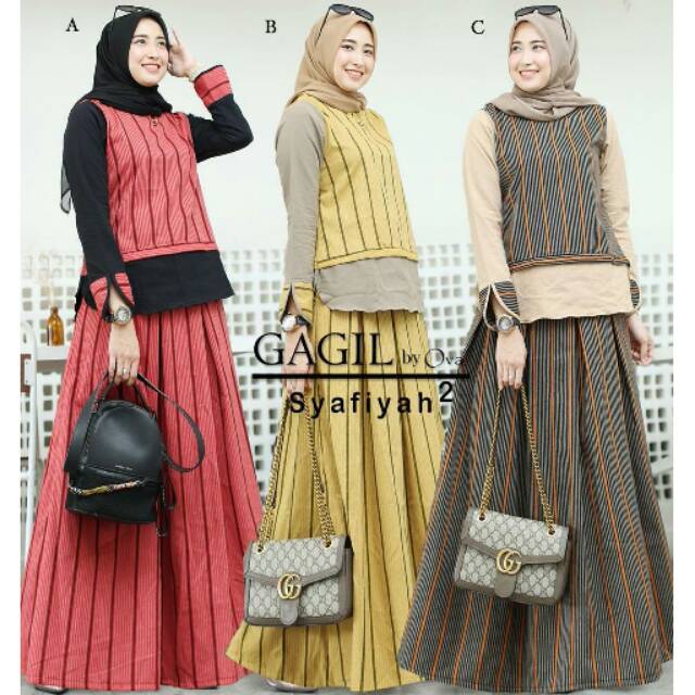 Setelan formal blouse+rok salur import Syafiya"2 ori gagil gyl trq mmaayra