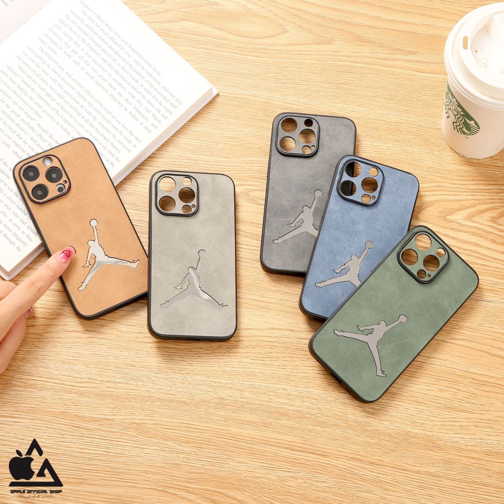 PREMIUM Vintage Leather Case 3D JORDAN MIRROR iPhone 13 PRO MAX 12 PRO MAX Mini 11 PRO MAX XR X XS MAX 7 7+ 8 8+ SE 2 3 High Quality Softcase Krom Kulit Silikon Cover Camera Protection