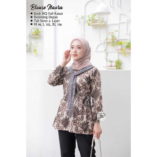 tey-17 Batik wanita ASJ SA HRB026 Kenongo Kemeja Tosca Pendek-Naura