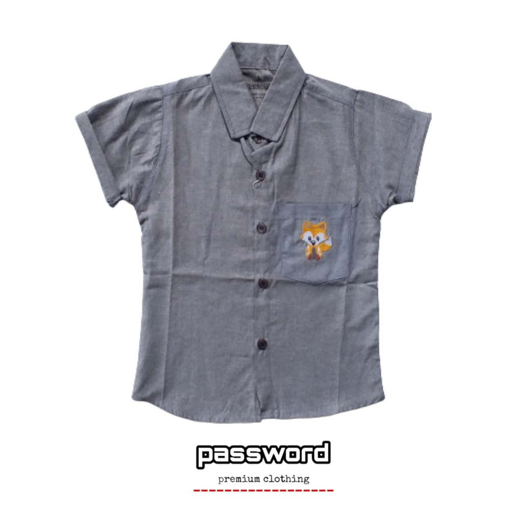 HappyOliver PASSWORD ATASAN KEMEJA LIL FOX Baju Anak Laki Bahan Oxford 1 - 7 Tahun Baju Anak BerKualitas