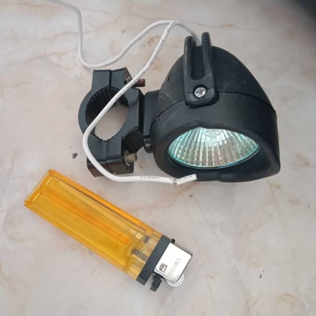 LAMPU TEMBAK KABUT HALOGEN 35W MODEL KODOK PLUS KLEMAN BRAKET STANG SOROT JEPIT FOG BRACKET LAMPU TE