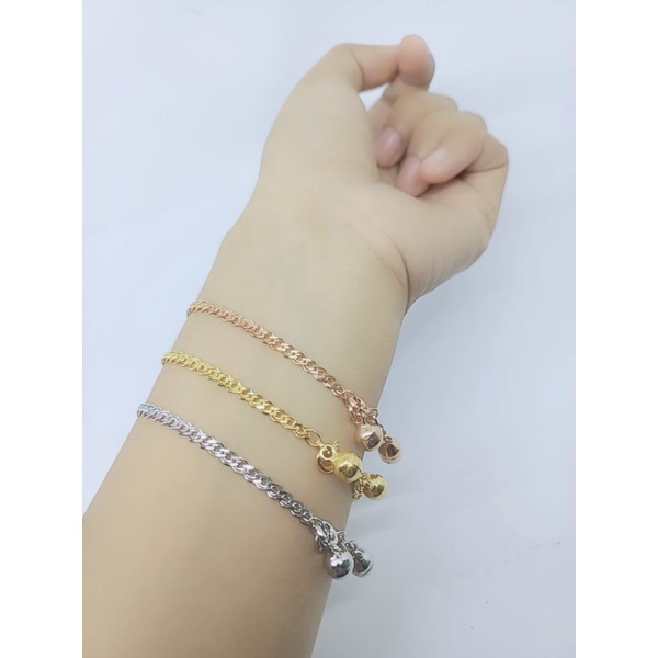 gelang rantai double sisik naga +2 bel/ gelang perak asli silver 925 lapis emas/ gelang fashion