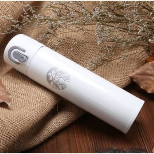 Promo Gelas STARBUCKS TUMBLER Black White stainless steel Cup termos travel - Putih Murah