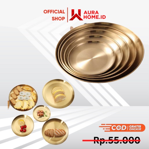 Piring Makan European Style Stainless Steel / Piring Gold Sultan Material Stainless Stainlis Stenlis