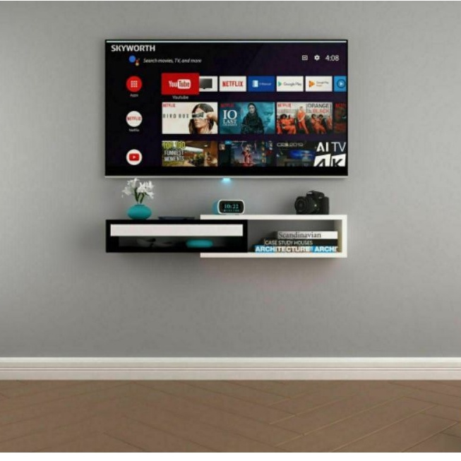 Rak Dinding Kotak Susun Buku Kitab Hias Hiasan Kayu Besi Ruang Tengah Tamu Minimalis Portable Rak Di