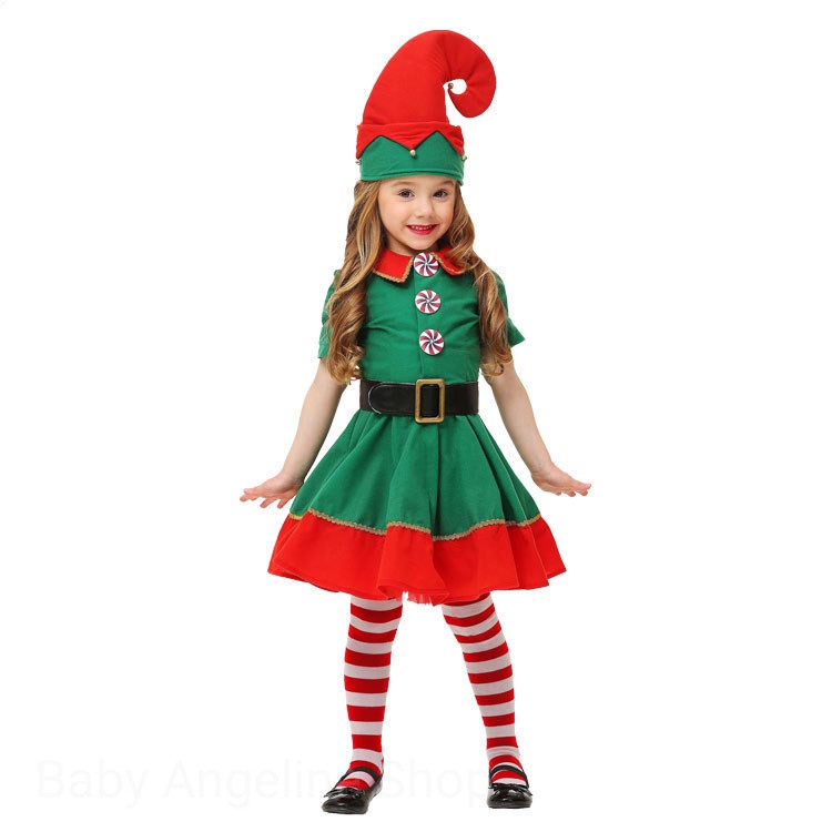 Christmas elf costume toddler kostum anak peri natal gnome