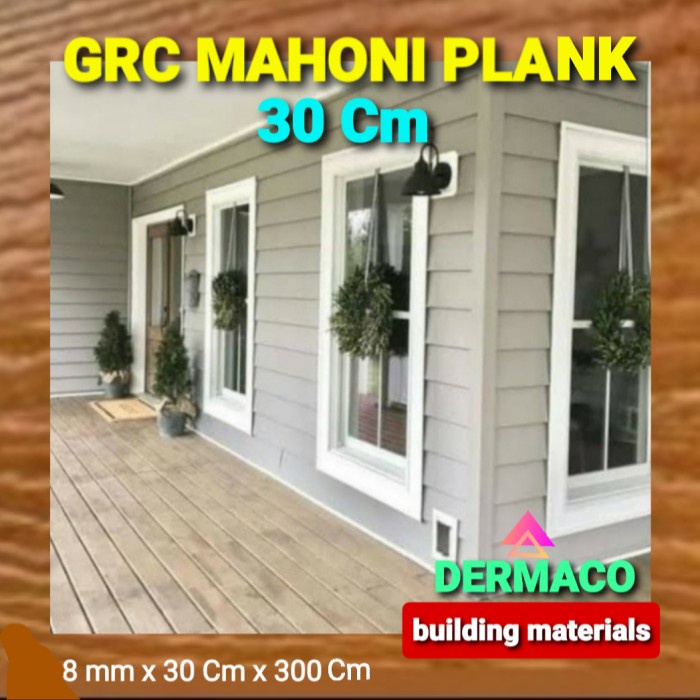 GRC MAHONI PLANK 30 CM / LISPLANG GRC / MOTIF KAYU DATAR / PAPAN GRC