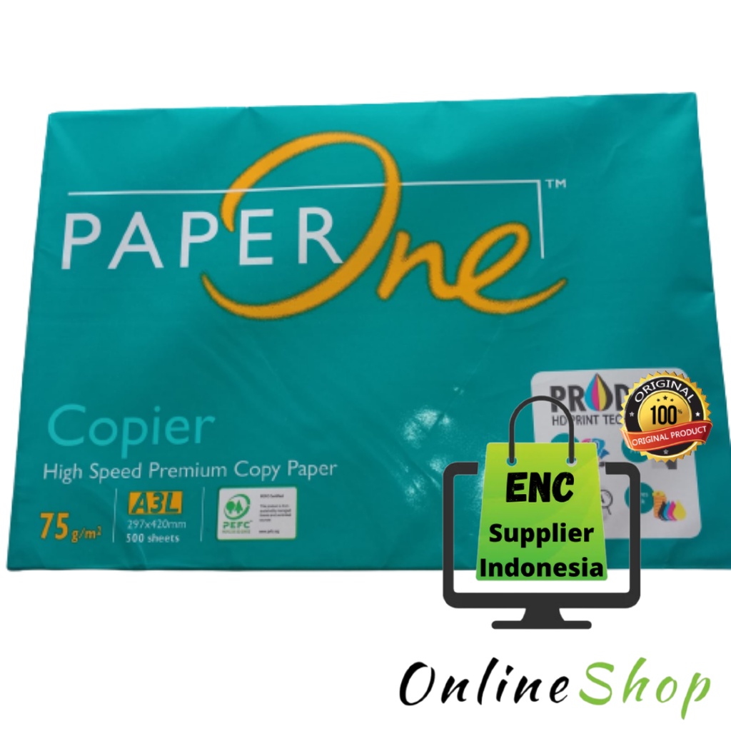 

po a3 75 gram 500 lembar kertas hvs 75gr paper one print fotokopi paperone per rim - enc.sup