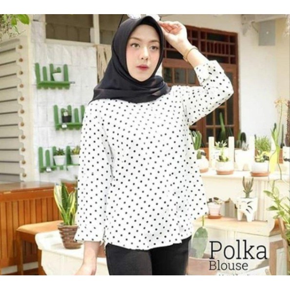 Kemeja Wanita Motif Polkadot/Kemeja Atasan Lengan Panjang Polka Kekinian FIA.Collection-MUSTARD