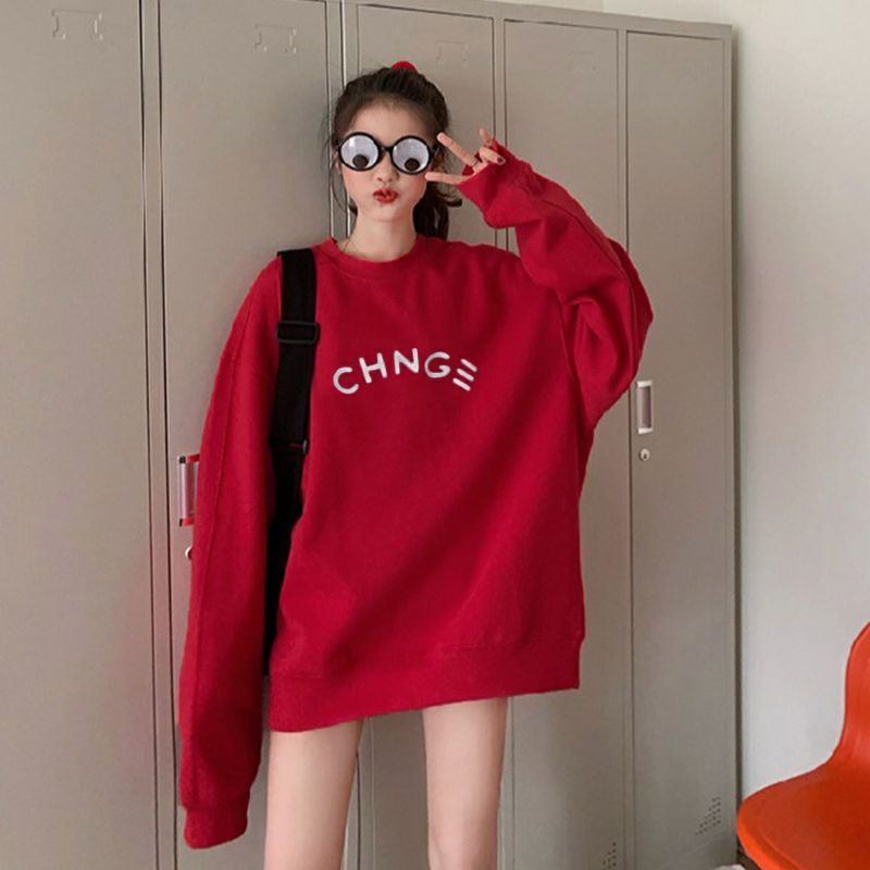 (S - 6XL) Sweater BIG SIZE CHNGE Boy Girl Cream Burgundy Sweatshirt Korean Harajuku style Fashion Crewneck Change Urban Style Unisex Jumbo Oversize 5XL 4XL 3XL 2XL XL L M jaketin aja