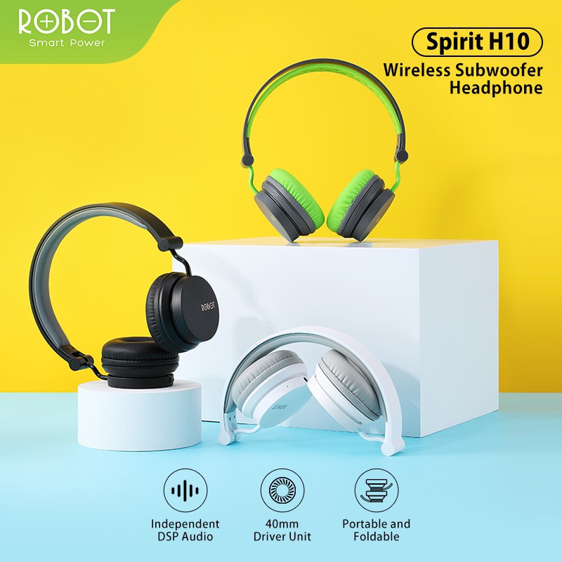 Headset Robot Spirit H10 Wireless Subwoofer Portable Bluetooth 5.0 Original H-10