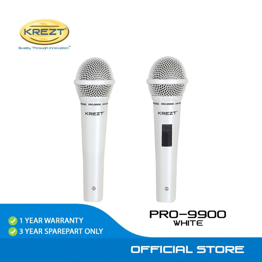 PROFESSIONAL DYNAMIC MICROPHONE KREZT PRO-9900 WHITE - WITH SWITCH