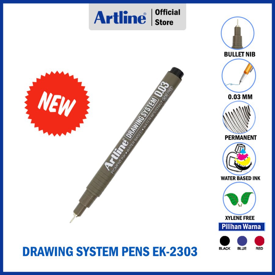 

PULPEN ARTLINE DRAWING SYSTEM PENS 0.03MM EK-2303 PERMANENT