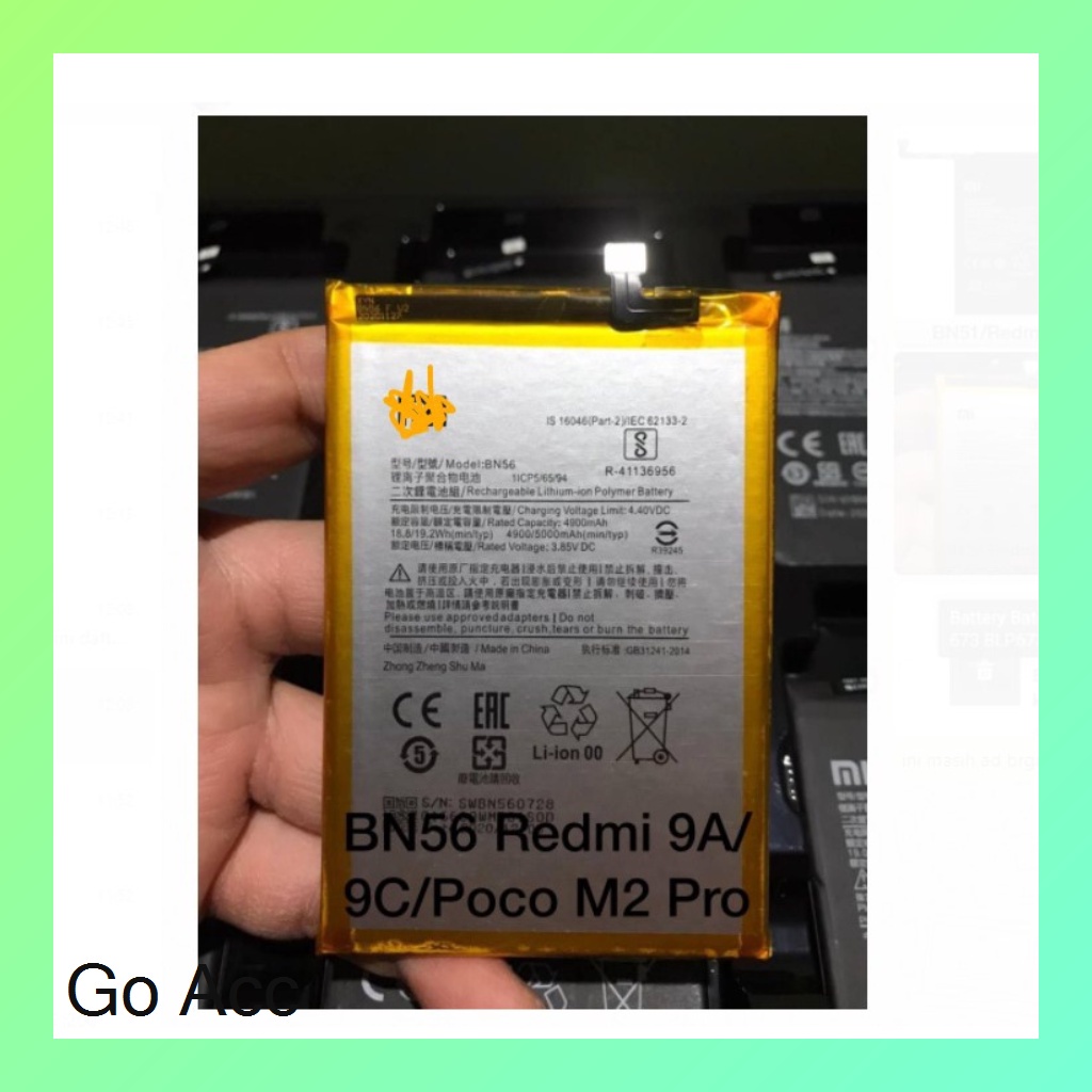 Baterai Battery Redmi 6 Pro A2 Lite/BN47, 8 8A/BN51, 9A 9C Poco M2 Pro/BN56, Note 6 Pro/BN48, Note 7 Pro/BN4A, Note 8 Pro/BN4J, Note 9/BN54, Note 9 Pro/BN53