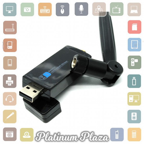 USB WiFI Adapter Dual Band 450Mbps Bluetooth Receiver 4.0 with Antenna - RTL8821 `7I641Q- Black
