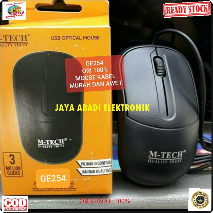 G254 M-TECH MTECH Mouse kabel usb cable optical komputer laptop elektronik control murah awet G254  Kabel 1 meter  Plug &amp; Play USB Size: 10 x 8 x 3 cm  100 gram KELENGKAPAN SESUAI GAMBAR ORIGINAL 100% GARANSI 1 TAHUN melayani GROSIR DAN ECERAN ke selur