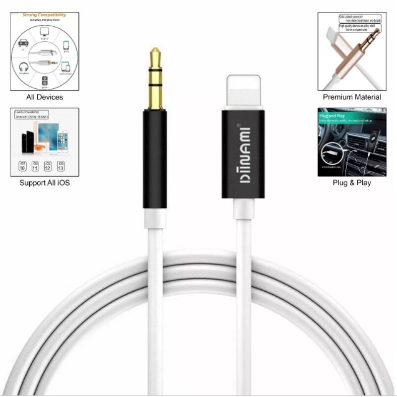 kabel aux lightning diinami / kabel audio lightning diinami / lightning aux cable diinami