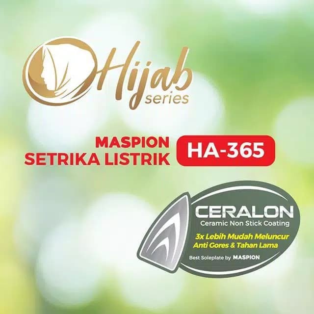 Maspion Gosokan Baju HA-365 Dry Iron HA365 Setrika Hijab Series HA 365 Ceralon Automatic Iron