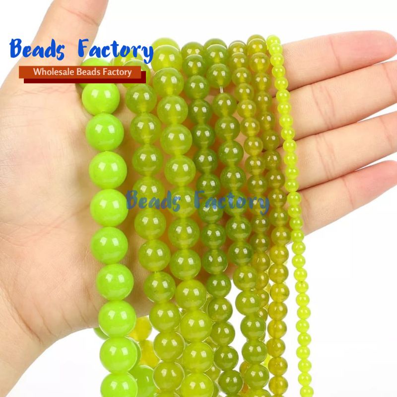 Manik Batu Natural Bright Green Jade Bahan Gelang Kalung Tasbih