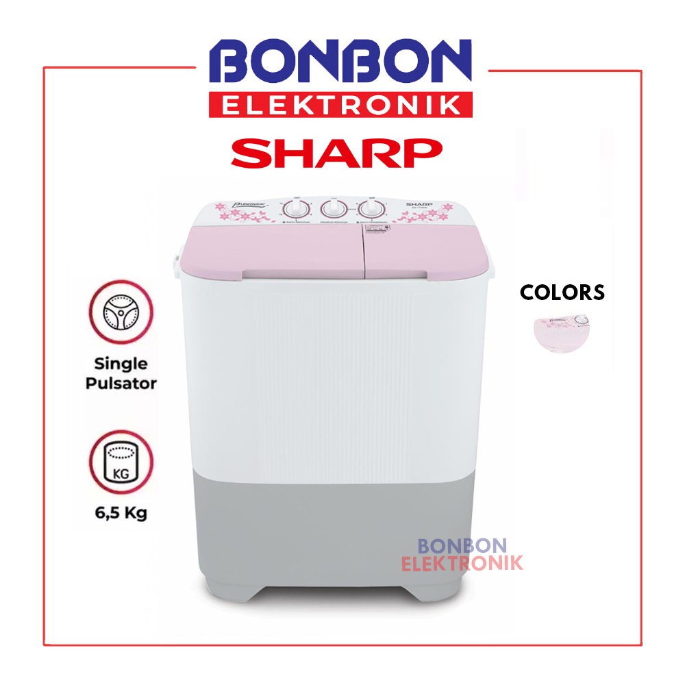 Sharp Mesin Cuci 2 Tabung 6.5KG ES-T70MW PK / EST 70 MW PK