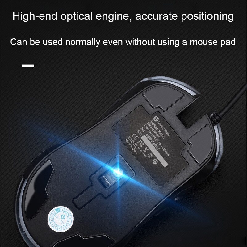 Mouse HP M160 Black 1000DPI BackLights LED RGB USB Wired