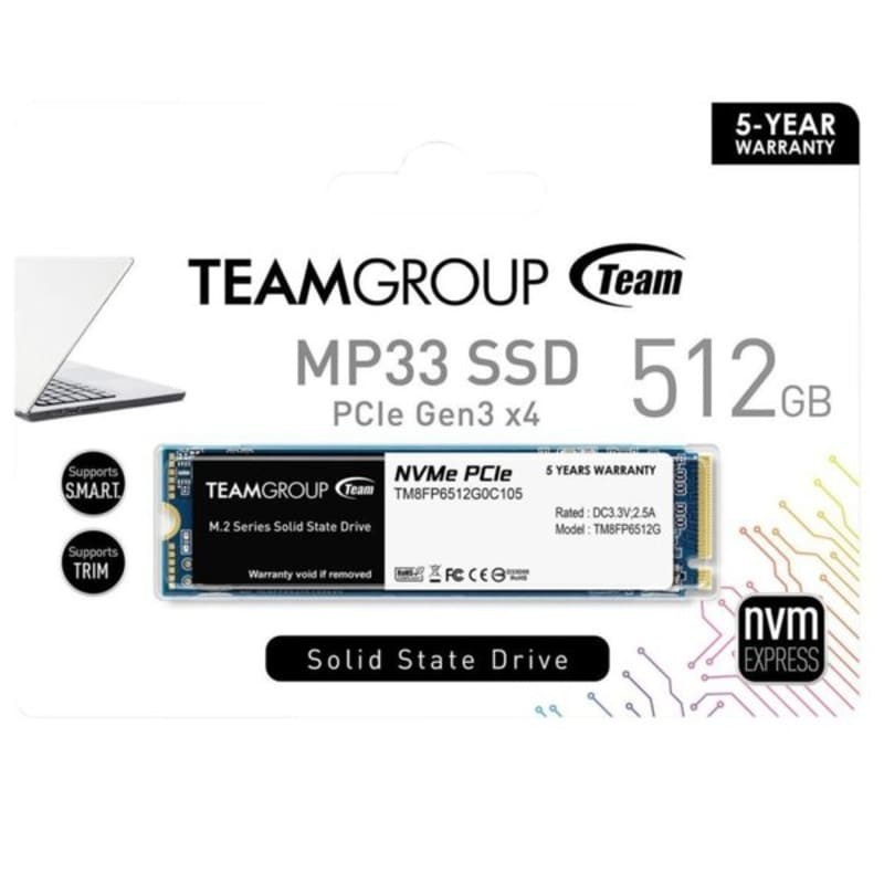 Team Group MP33 SSD 512GB NVME M.2 2280 PCIe Gen 3x4