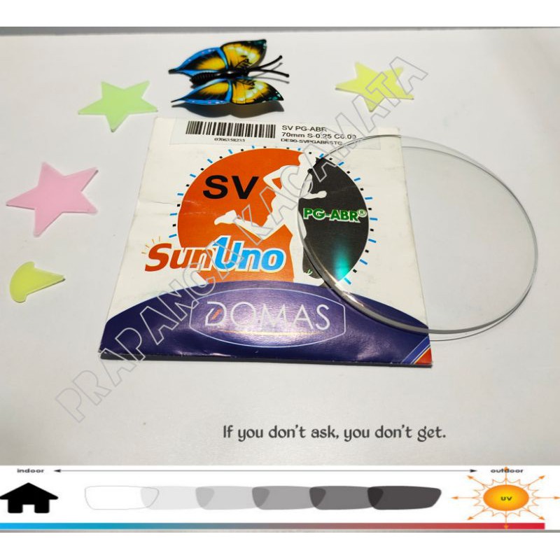 Lensa Single Vision SUN UNO by DOMAS / SV Photocromic Blueray UV420