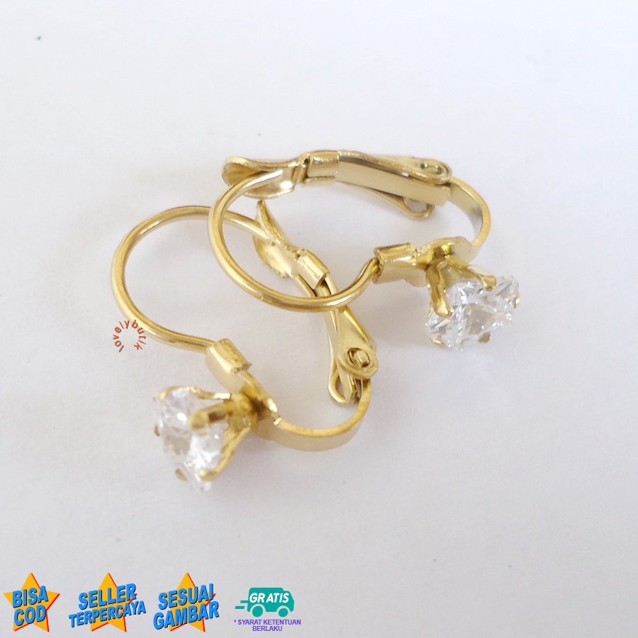 Lovelybutik Anting Titanium Anti Karat Anti Hitam Angel Star Anting Titanium Wanita  Ukuran 0,5 cm