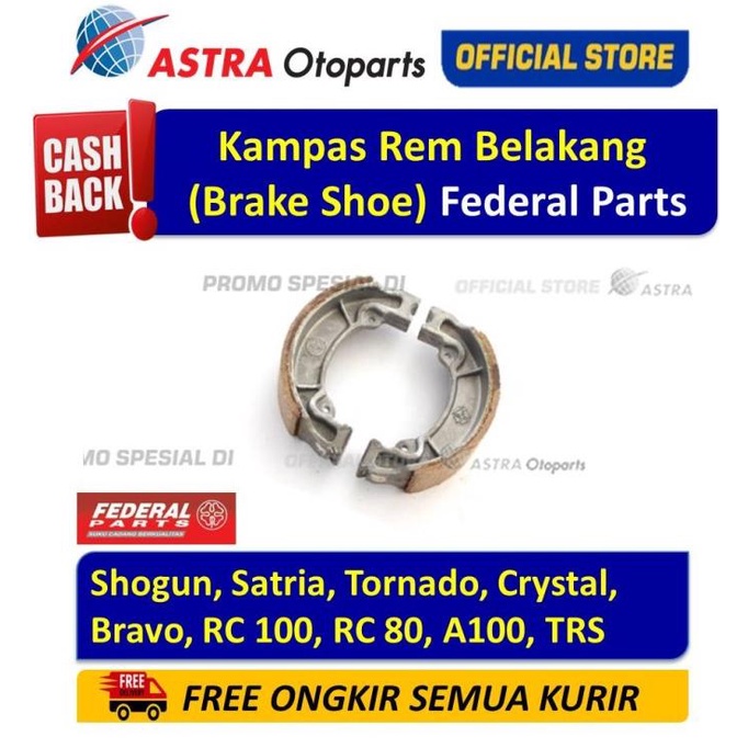 Kampas Rem Belakang (Brake Shoe) Federal Parts SHOGUN, SATRIA, DLL ASTR4OTO Murah