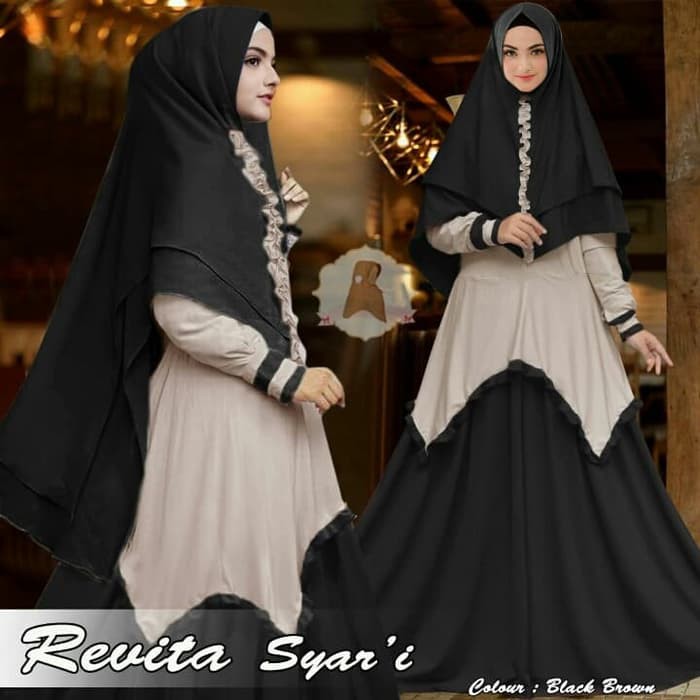 NISSA SABYAN  Revita Gamis Kebaya Pesta Jumbo Ungu Ori, Baju Pesta Gamis Brukat - Hitam