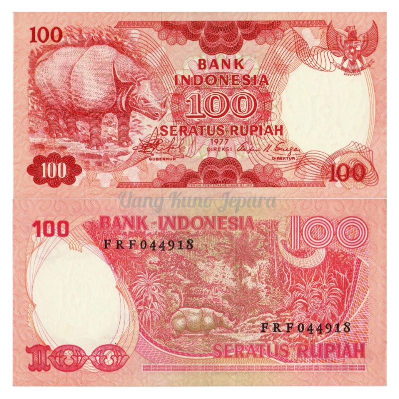 Uang Kuno Lama 100 Rupiah Badak Tahun 1977 #Baru