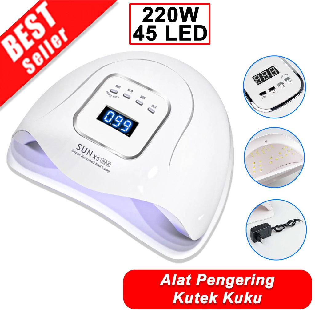 Pengering Kutek 220W 45 LED Alat Pengering Kutek Gel UV Nail Dryer Pengering Kutex Pengering Kuku Nailart Mesin Pengering Kutek Pengering Nail Art Pengering Kutek Mini