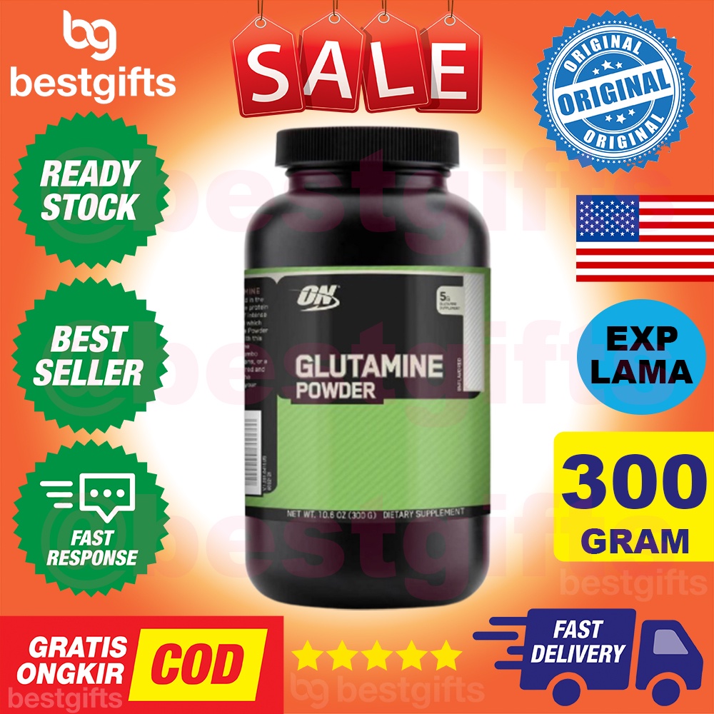 OPTIMUM NUTRITION ON GLUTAMINE POWDER ASAM AMINO GLUTAMIN PROTEIN SAAT TUBUH CEDERA SAKIT 300 GRAM