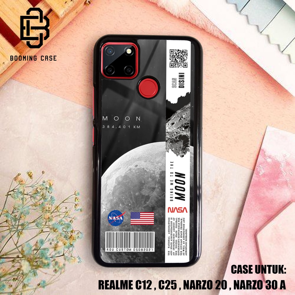 Casing Realme C12 C25 NARZO 20 NARZO 30A Case Kilau Motif NASA MOON