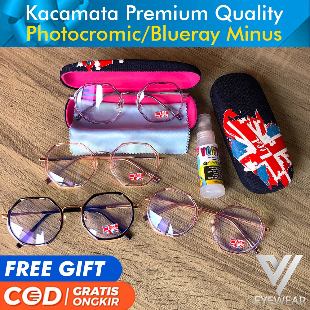 Kacamata PREMIUM LeCool 2086 Original Impor Photocromic Blueray Bluecromic PLUS/MINUS/SILINDER (Pria &amp; Wanita)