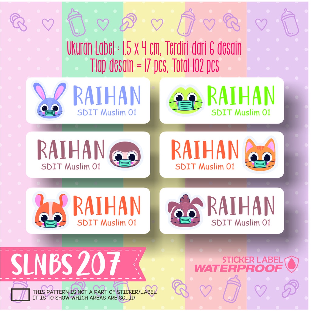 

stiker label nama anak kartun sticker anti air bunga tanaman SLNBS 207