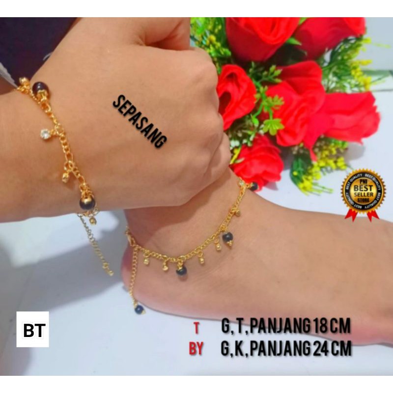 Set Gelang tangan dan gelang kaki wanita Titanium Asli Anti karat