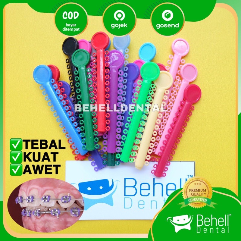 Karet Behel Motif Power O ring Bulat PREMIUM - Dental rubber band elastic Bracket Gigi Permanen TEBAL Motif Ring Bulat - Ortho Dental Braces Ligature tie Bracket