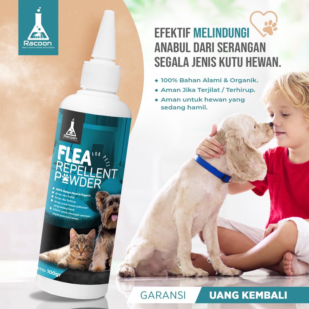 Flea Repellent Powder RACOON Bedak Pencegah Kutu Hewan Anjing Kucing Anti Kutu Obat Kutu