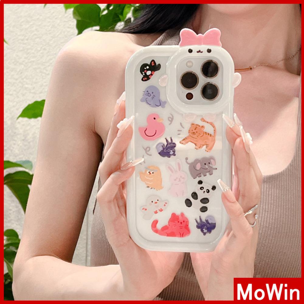 iPhone Case Silicone Soft Case Clear Case Airbag Shockproof Protection Camera Shiny Feel Zoo Cartoon Cute Compatible For iPhone 11 Pro Max 13 Pro Max 12 Pro Max 7Plus xr XS Max