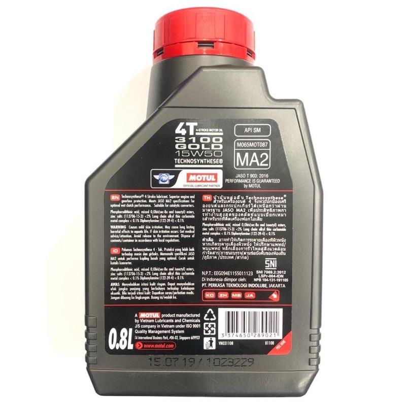 Oli Motul 3100 Gold sae 15w-50 0,8 Liter Original